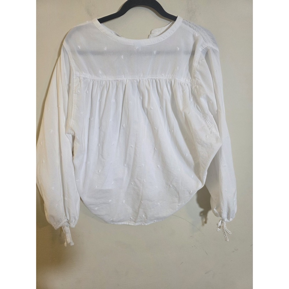 Old Navy Women's Medium Embroidered White Cotton V-Neck Puff Sleeve  Peasant Top - Picture 4 of 7